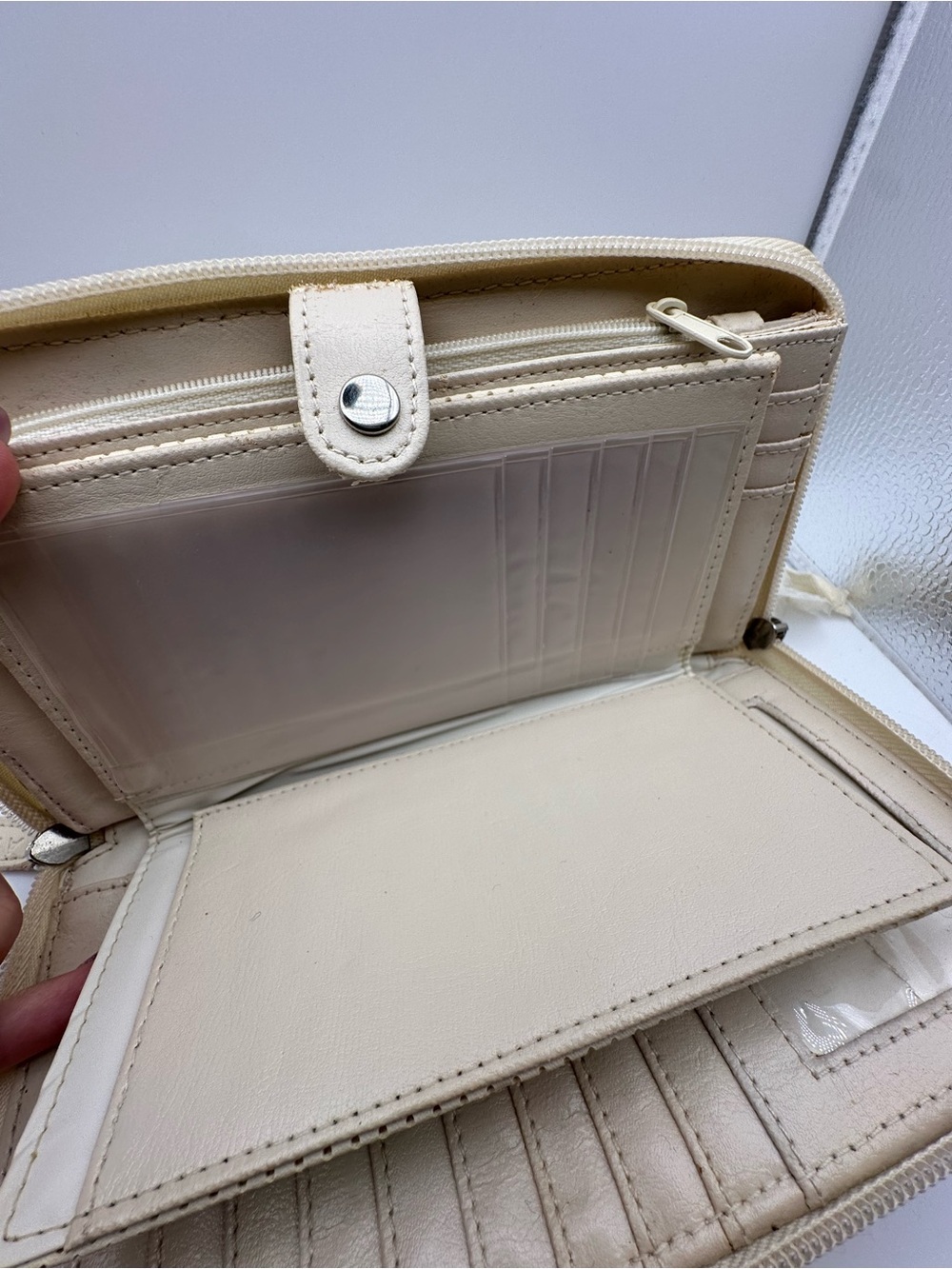 Off White  Zip-Around Women's Wallet with Card Slots NEW, AS IS